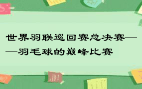 世界羽联巡回赛总决赛——羽毛球的巅峰比赛