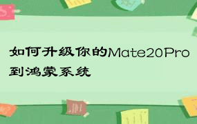 如何升级你的Mate20Pro到鸿蒙系统