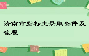 济南市指标生录取条件及流程