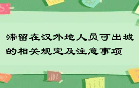 滞留在汉外地人员可出城的相关规定及注意事项