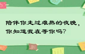 陪伴你走过难熬的夜晚，你知道我在等你吗？