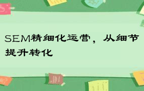 SEM精细化运营，从细节提升转化