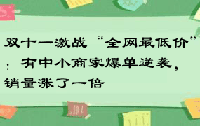 双十一激战“全网最低价”：有中小商家爆单逆袭，销量涨了一倍