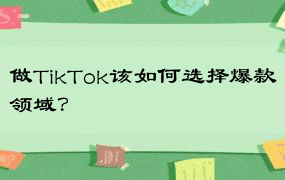 做TikTok该如何选择爆款领域？