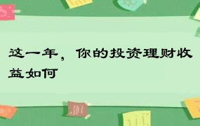 这一年，你的投资理财收益如何