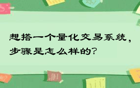 想搭一个量化交易系统，步骤是怎么样的？