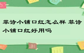 菲诗小铺口红怎么样 菲诗小铺口红好用吗