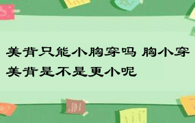 美背只能小胸穿吗 胸小穿美背是不是更小呢