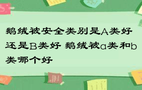 鹅绒被安全类别是A类好还是B类好 鹅绒被a类和b类哪个好