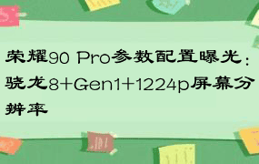 荣耀90 Pro参数配置曝光：骁龙8+Gen1+1224p屏幕分辨率