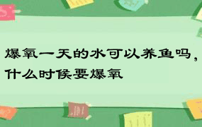 爆氧一天的水可以养鱼吗，什么时候要爆氧